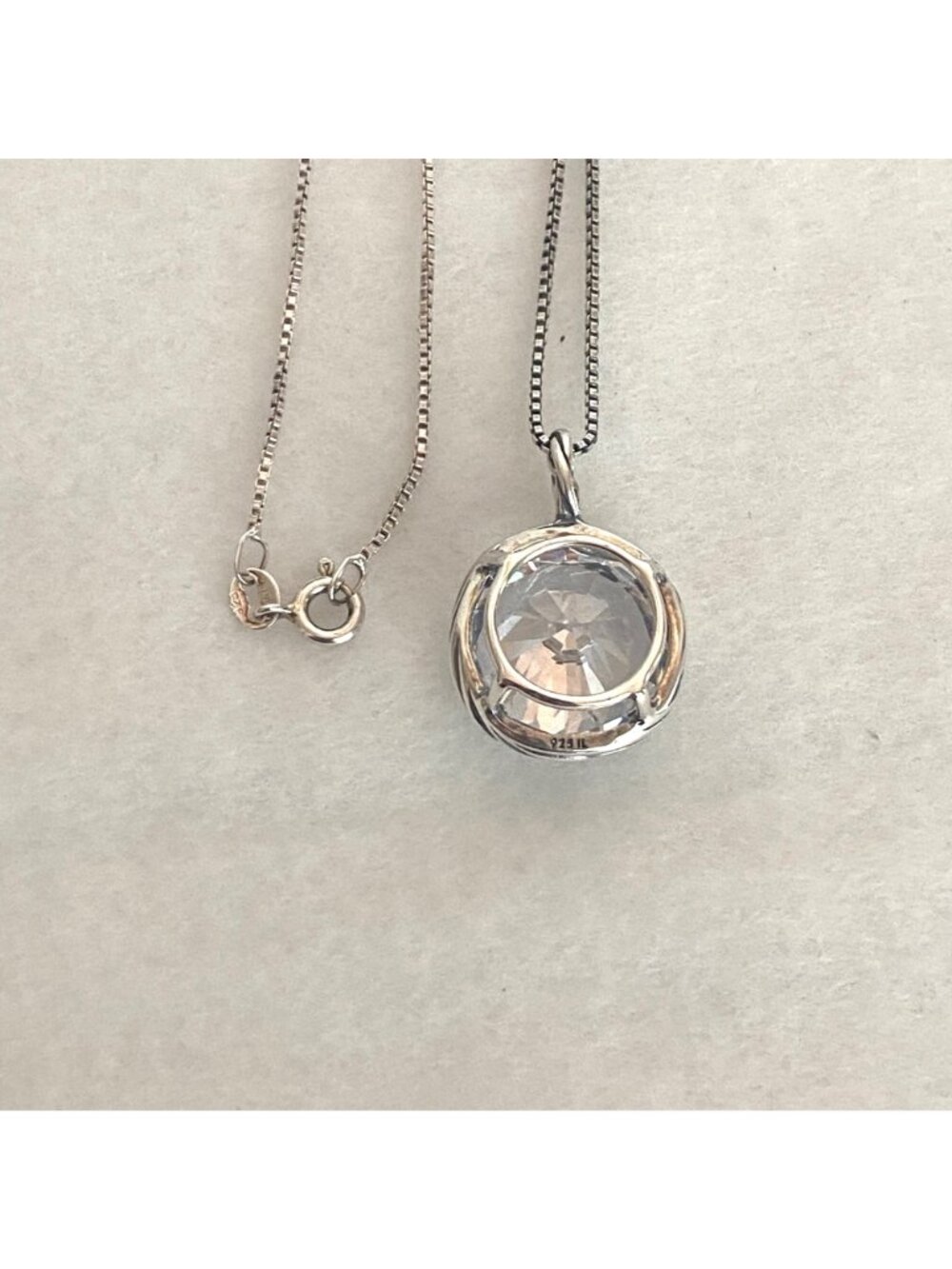 Sterling Silver 925 IL Large Round Prong Set CZ Pendant Necklace 18" Chain - Picture 12 of 15